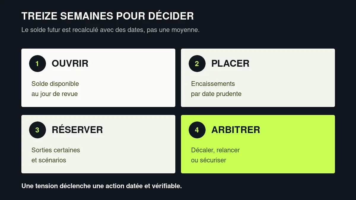 Cycle de trésorerie sur treize semaines : ouvrir, placer, réserver et arbitrer