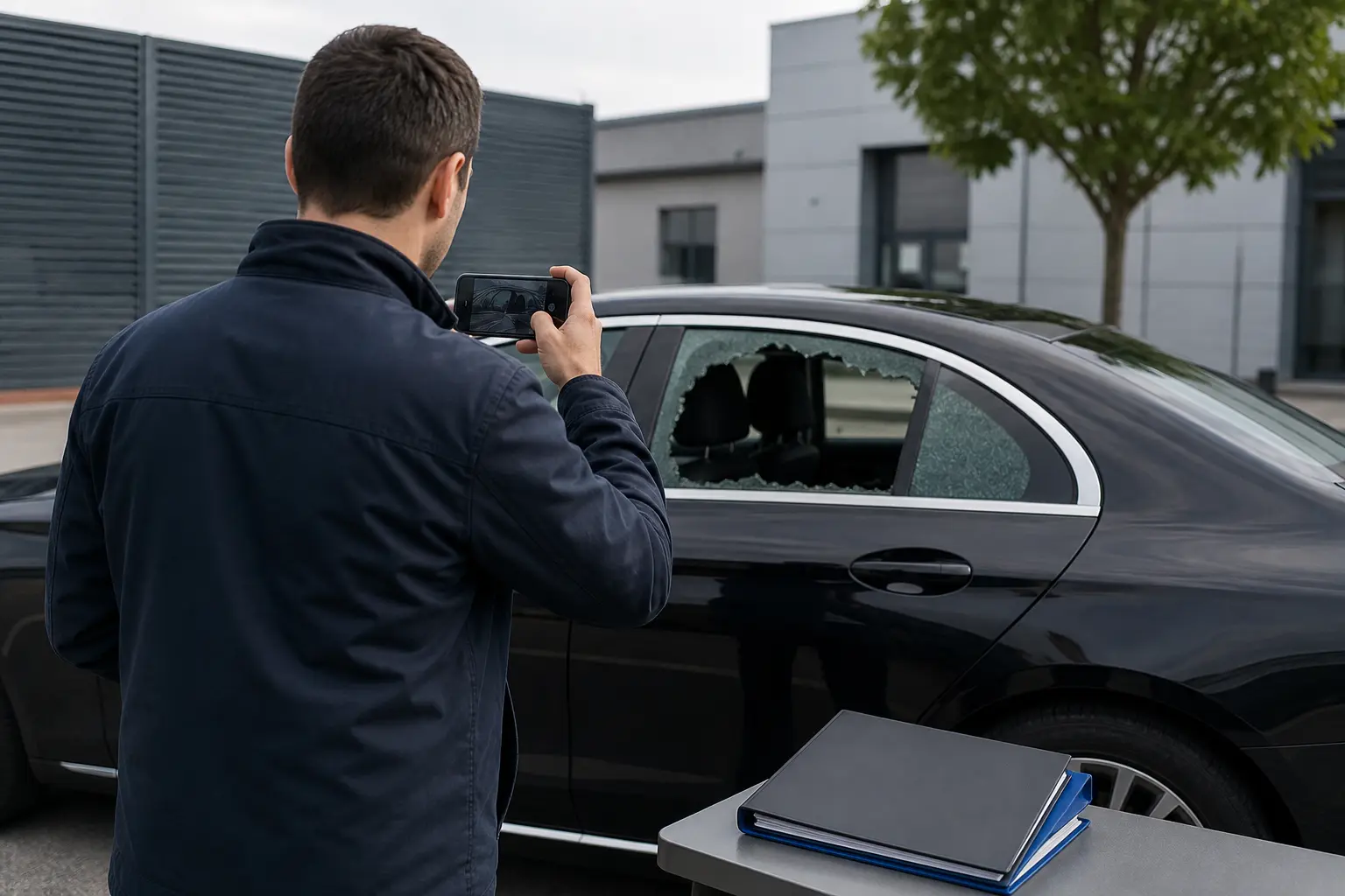 véhicule neutre protégé derrière une barrière visuelle sans dommage spectaculaire