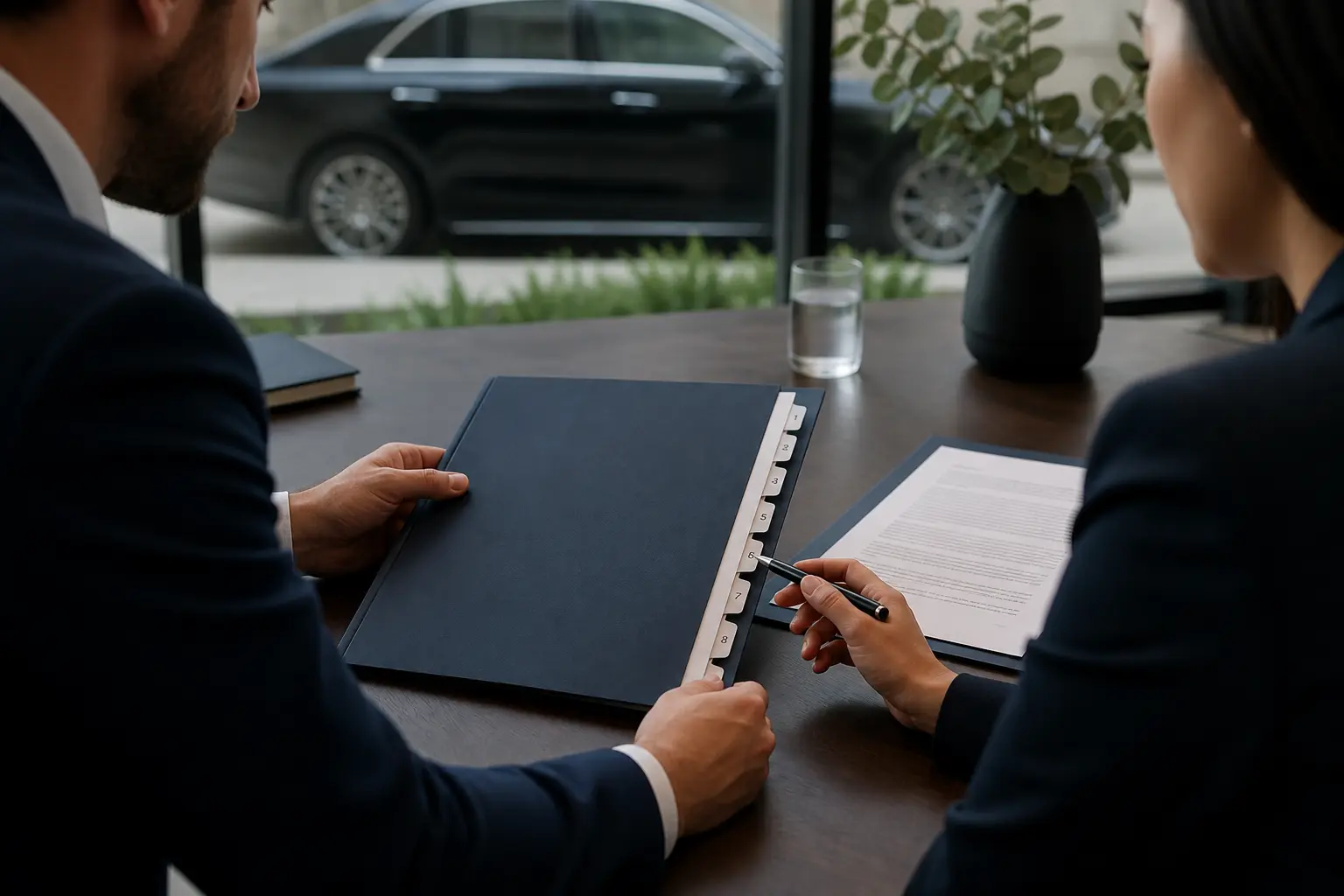 contrat B2B annoté avec huit repères visuels