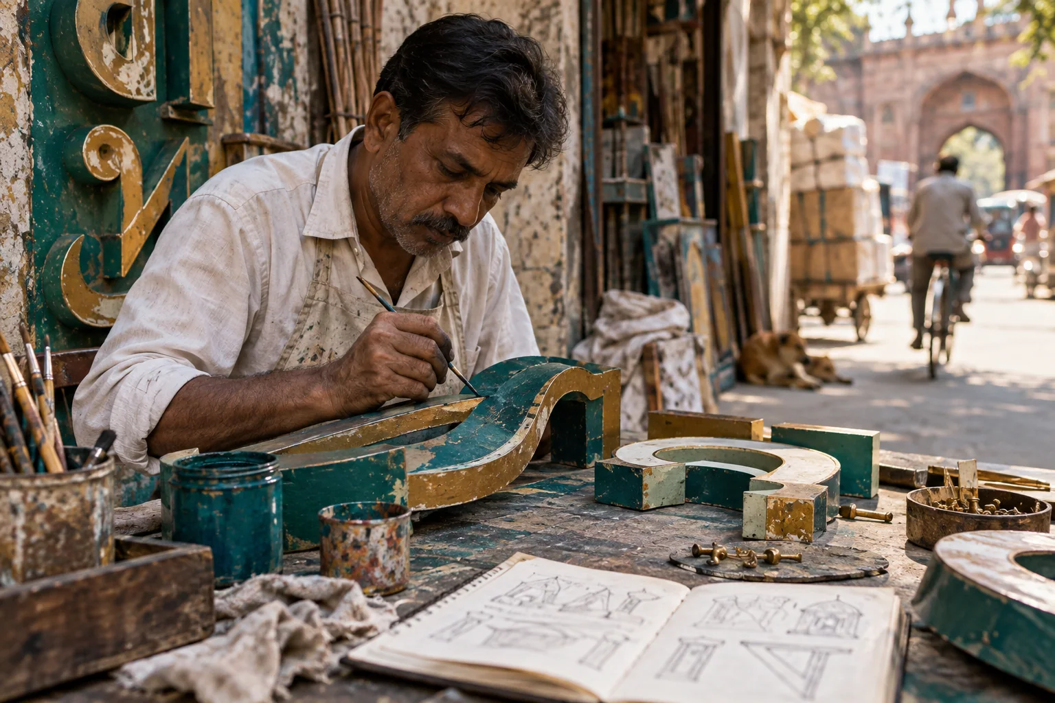 A multilingual team comparing packaging, interface screens and handwritten cultural observations on a table