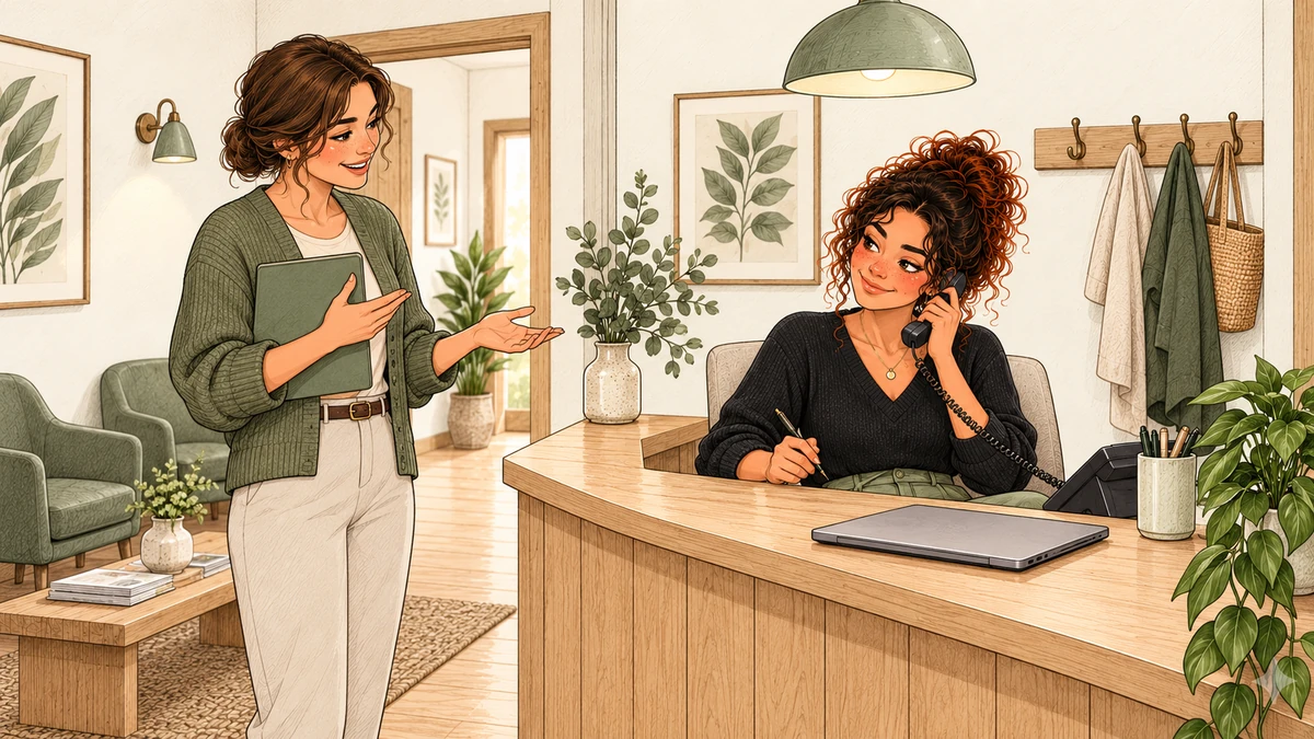 Sarah teste le parcours de prise de rendez-vous avec une collègue.