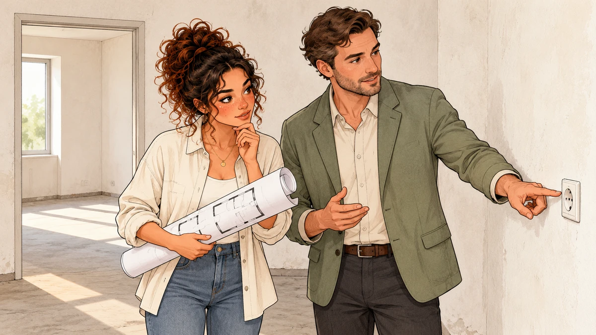 Sarah examine les besoins d’un local avec un professionnel avant de s’engager.