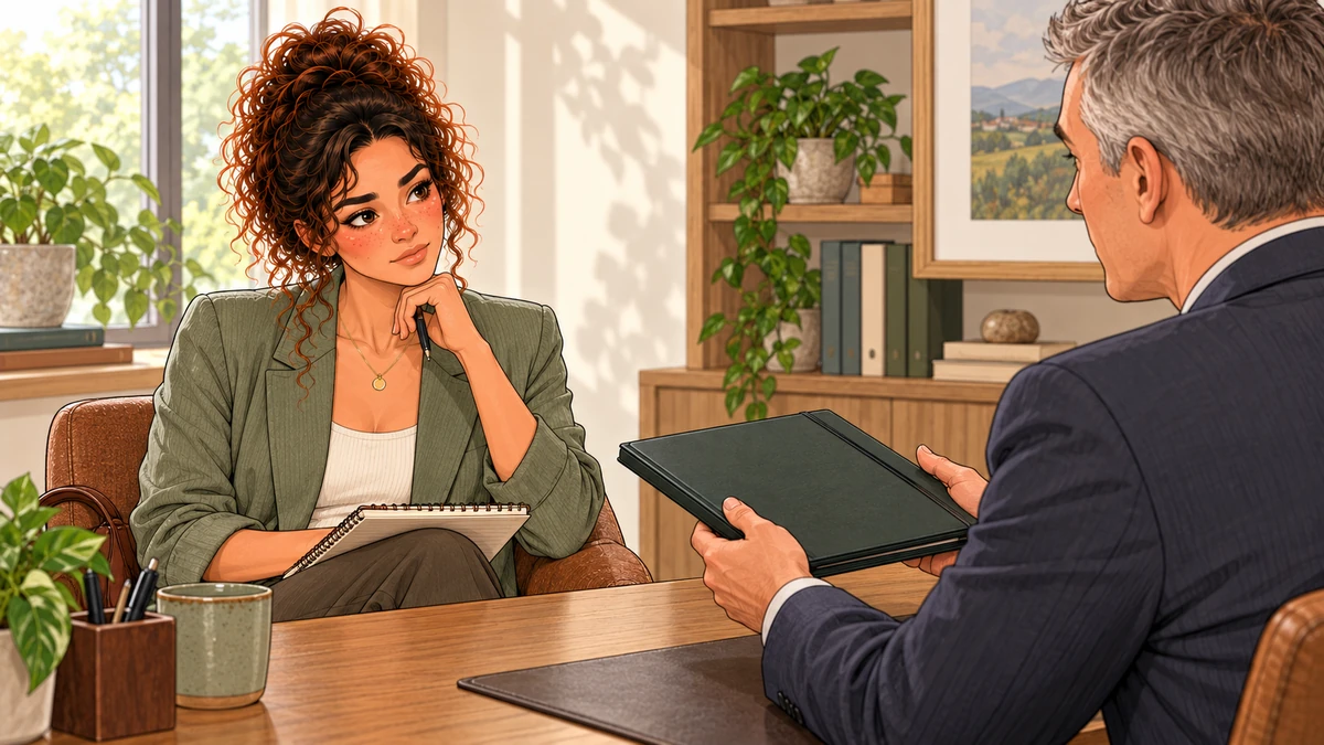 Sarah discute du périmètre d’une mission avec un expert-comptable.