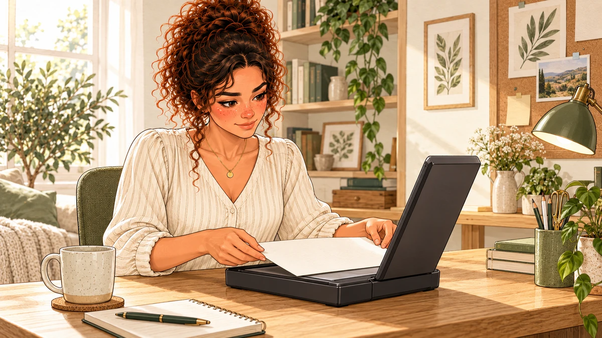 Sarah prépare des pièces lisibles avant une démarche administrative.