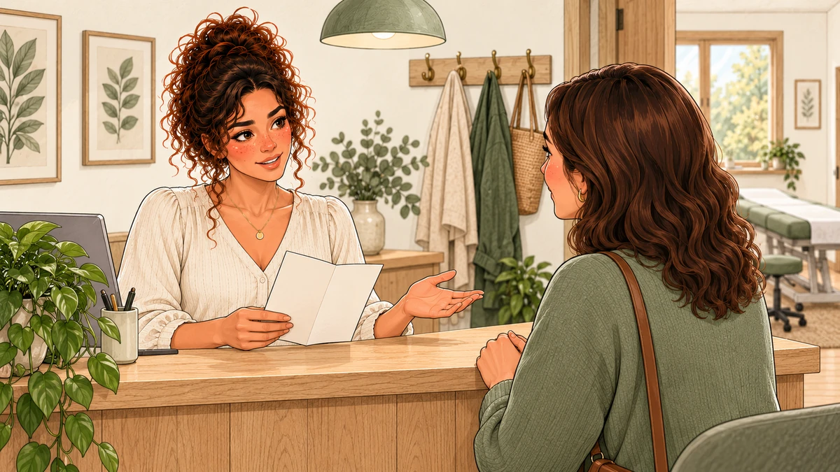 Sarah présente les informations utiles dans un échange compréhensible.