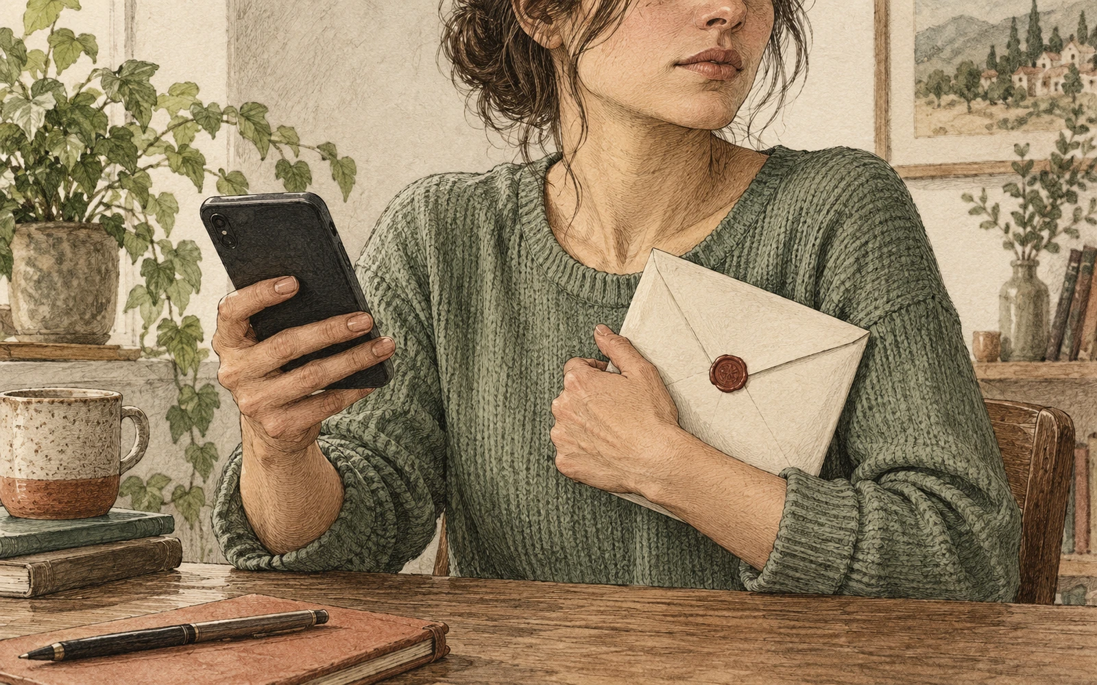 Illustration éditoriale de couverture pour « SMS, e-mails et documents patients : choisir un échange adapté »