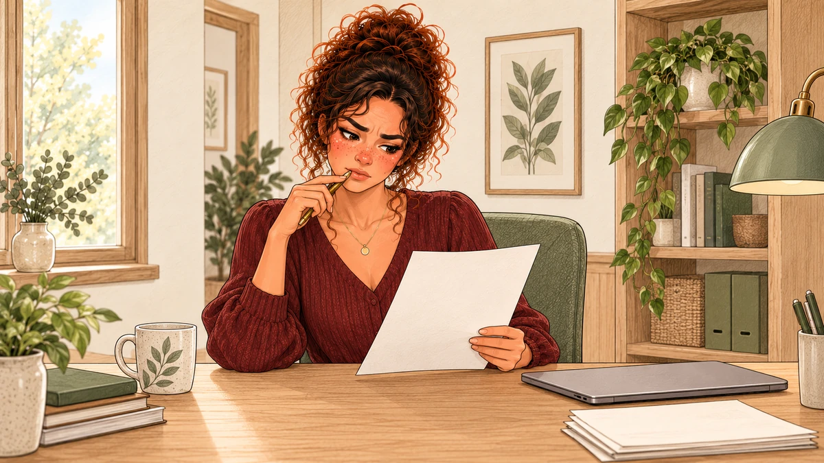 Sarah relit une proposition générique avant de l’utiliser.
