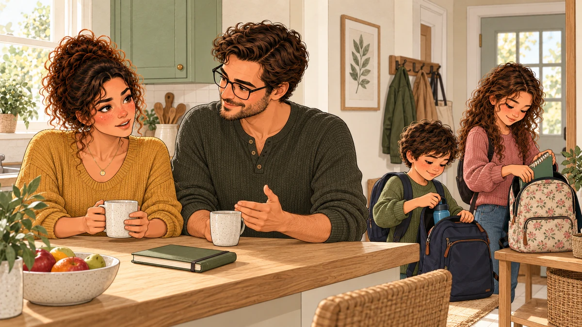 Sarah et Tom préparent les contraintes de la semaine familiale.