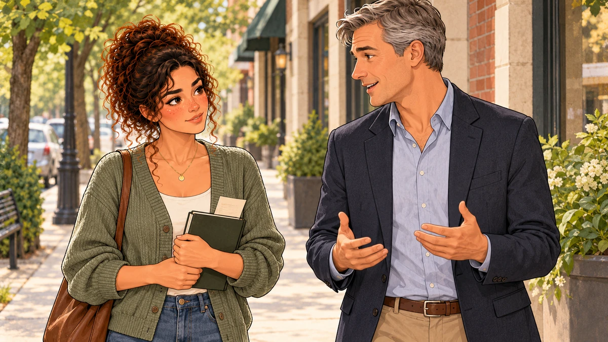 Sarah rencontre un interlocuteur local avec une raison précise.